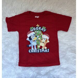 Bluey Hooray Christmas Graphic Short Sleeve Red T-Shirt, Size Small (6/6x)